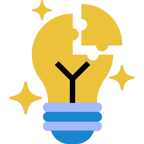 "Yellow lightbulb with puzzle pieces and sparkles, symbolizing creative problem-solving and innovative ideas."